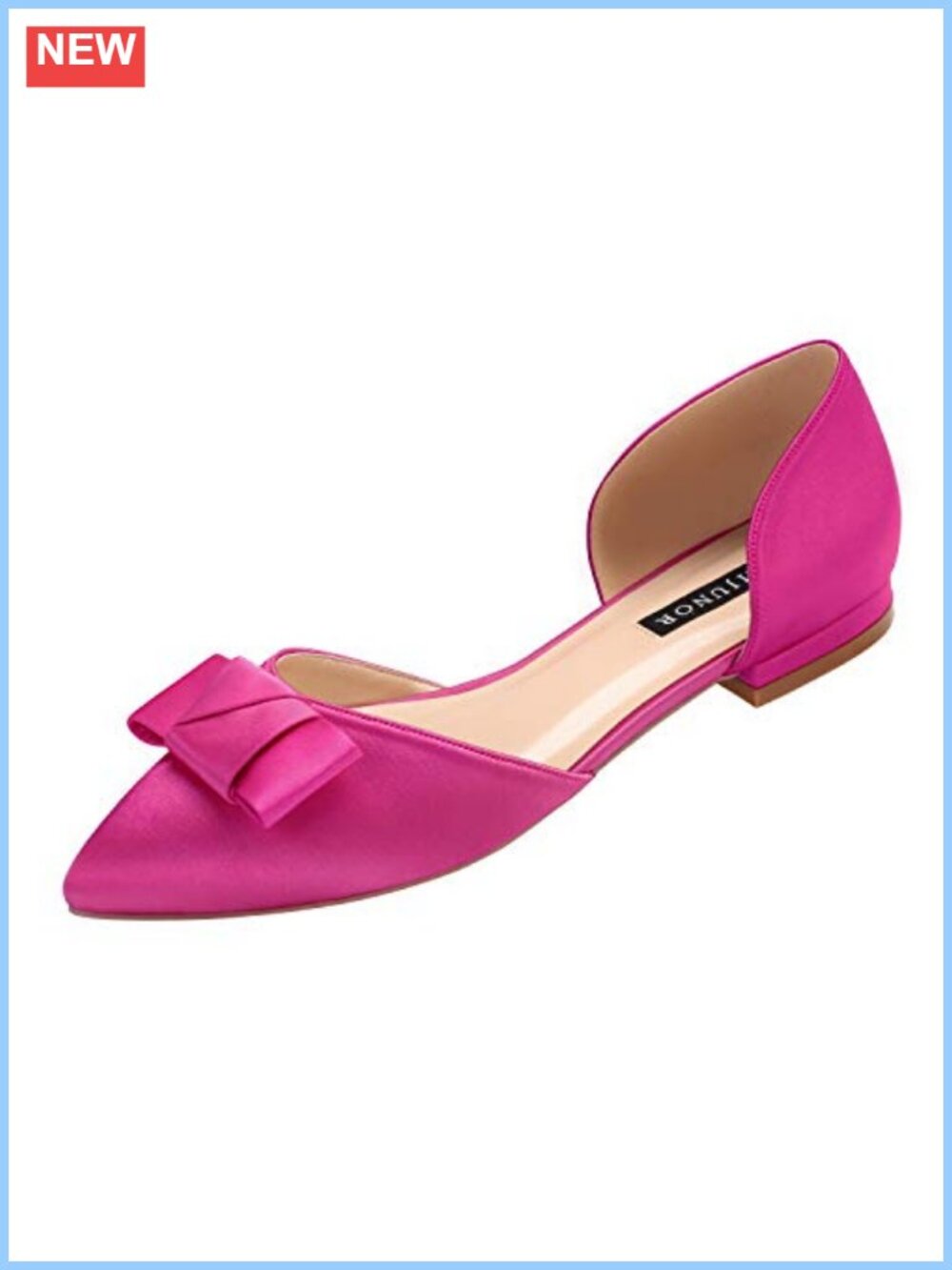 D'Orsay Pointy Toe Wedding Flats with Bow Knot Low Heel